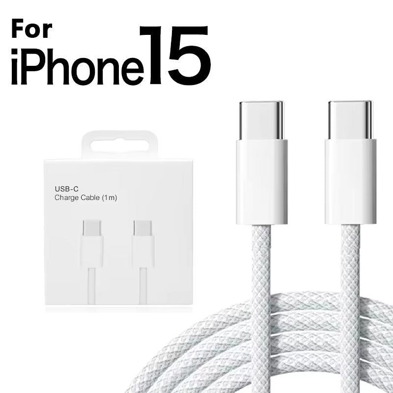 PD 60W USB C to Type C Cable Fast Charging Wire 25W For iPhone 15 Pro Plus MAX iPad Dual Type C Data Line With Retail Box 1M