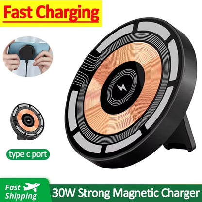 30W Magnetic Wireless Charger For iPhone 15 14 13 12 Pro Max Fast Wireless Charging Pad Ultra Thin Phone Chargers Holder Stand ( NO CABLE INCLUDED)