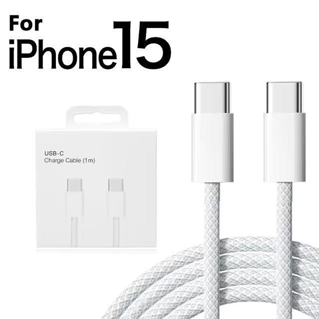 PD 60W USB C to Type C Cable Fast Charging Wire 25W For iPhone 15 Pro Plus MAX iPad Dual Type C Data Line With Retail Box 1M