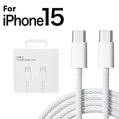 PD 60W USB C to Type C Cable Fast Charging Wire 25W For iPhone 15 Pro Plus MAX iPad Dual Type C Data Line With Retail Box 1M